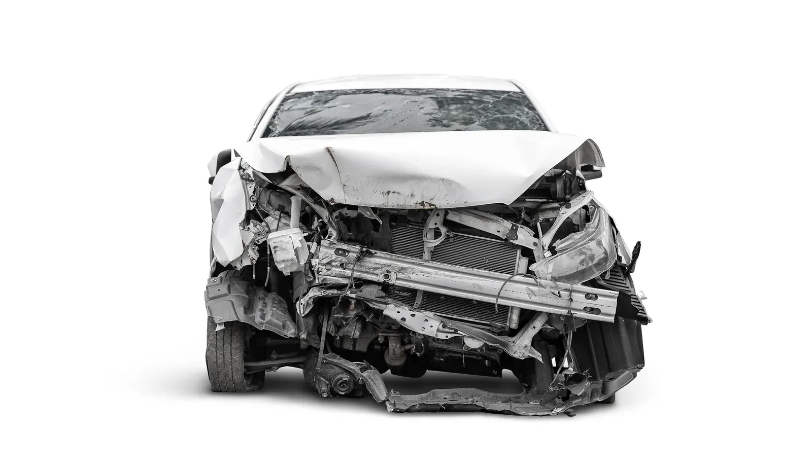 Car with a cracked, partially detached bumper cover before repair