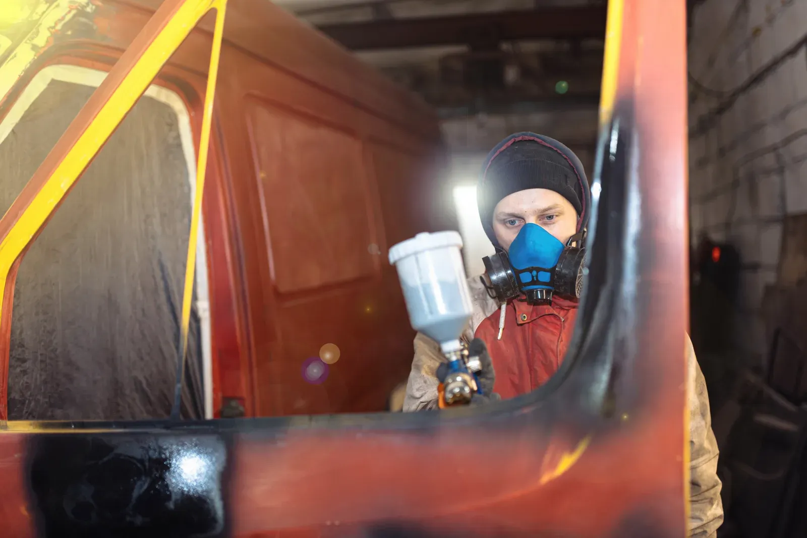Colour being applied to a refinished panel for a York customer at Collision Auto Center